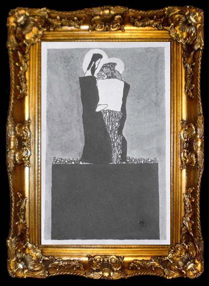 framed  Egon Schiele Two men standing on a pedestal 1909, ta009-2